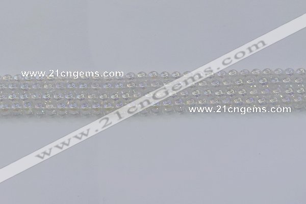 CNC560 15.5 inches 4mm round plated crackle white crystal beads