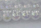 CNC562 15.5 inches 8mm round plated crackle white crystal beads