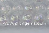 CNC563 15.5 inches 10mm round plated crackle white crystal beads