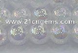 CNC564 15.5 inches 12mm round plated crackle white crystal beads