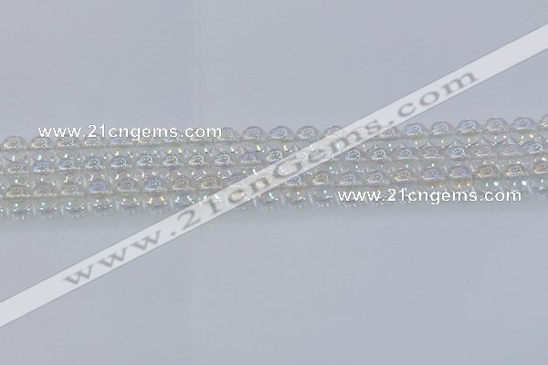 CNC570 15.5 inches 6mm round plated natural white crystal beads