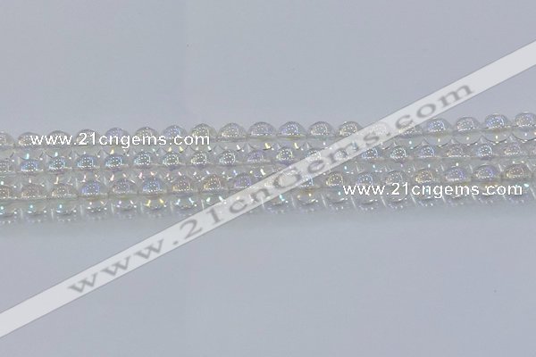 CNC571 15.5 inches 8mm round plated natural white crystal beads