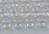 CNC572 15.5 inches 10mm round plated natural white crystal beads