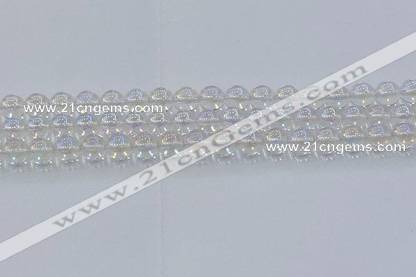 CNC572 15.5 inches 10mm round plated natural white crystal beads