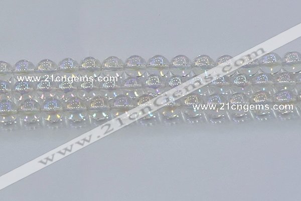 CNC574 15.5 inches 14mm round plated natural white crystal beads