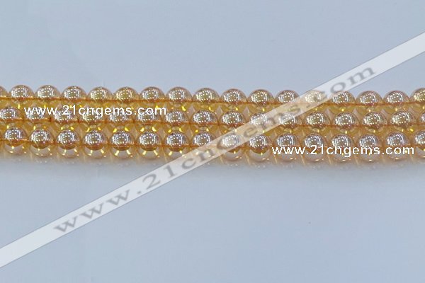 CNC578 15.5 inches 10mm round plated natural white crystal beads