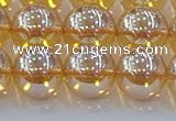 CNC580 15.5 inches 14mm round plated natural white crystal beads