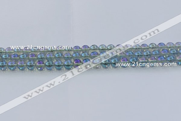 CNC582 15.5 inches 6mm round plated natural white crystal beads