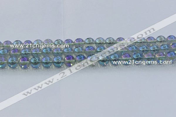 CNC584 15.5 inches 10mm round plated natural white crystal beads