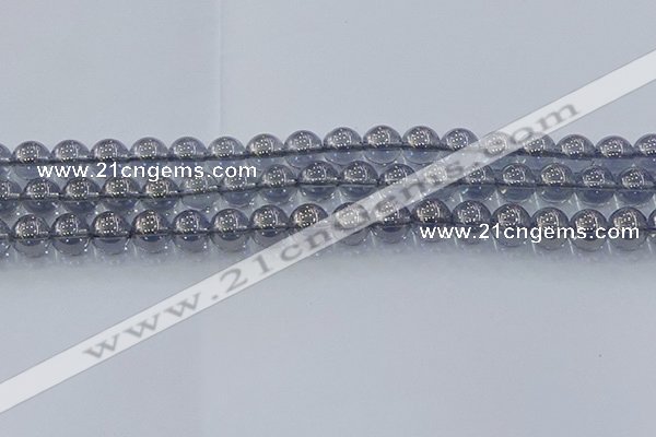 CNC595 15.5 inches 8mm round plated natural white crystal beads