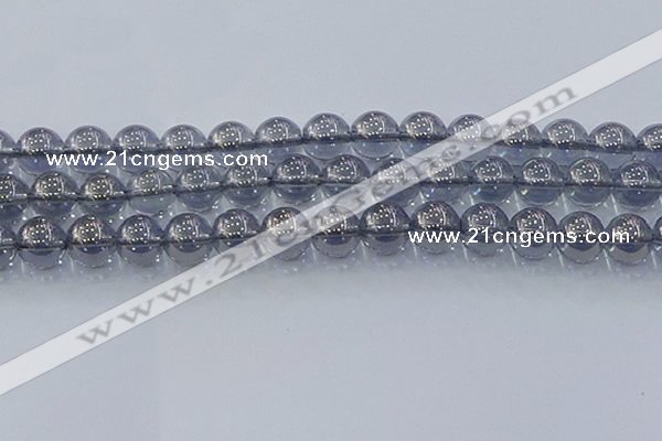 CNC598 15.5 inches 14mm round plated natural white crystal beads