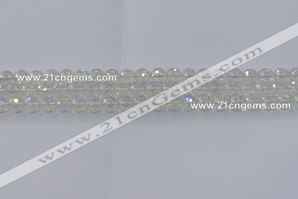 CNC601 15.5 inches 6mm faceted round plated natural white crystal beads