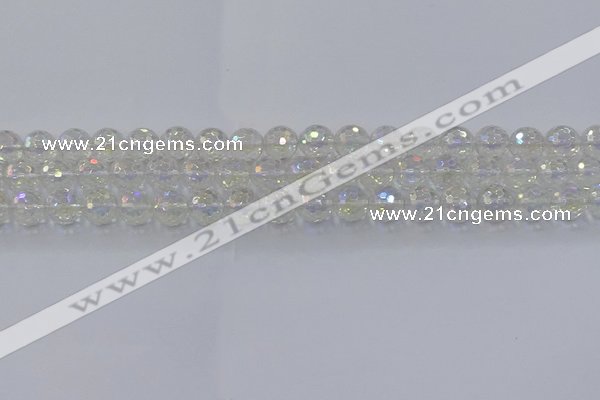 CNC602 15.5 inches 8mm faceted round plated natural white crystal beads