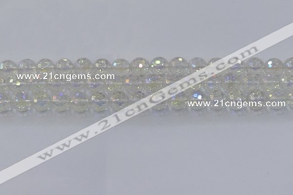 CNC603 15.5 inches 10mm faceted round plated natural white crystal beads