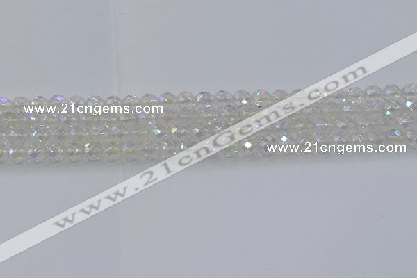 CNC607 15.5 inches 4mm faceted round plated natural white crystal beads