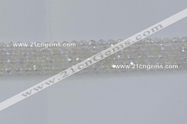 CNC609 15.5 inches 8mm faceted round plated natural white crystal beads