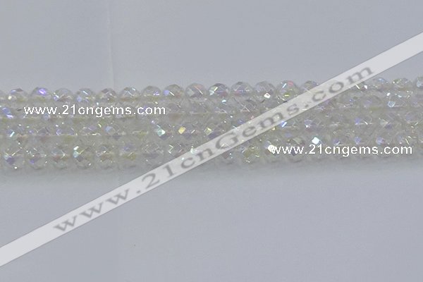 CNC610 15.5 inches 10mm faceted round plated natural white crystal beads