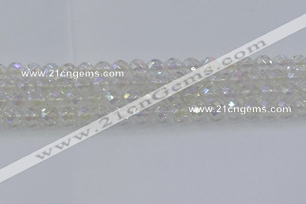 CNC611 15.5 inches 12mm faceted round plated natural white crystal beads