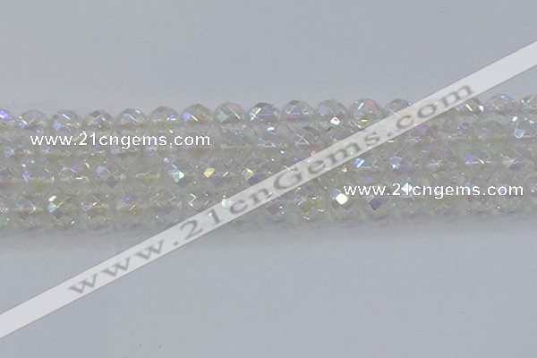 CNC612 15.5 inches 14mm faceted round plated natural white crystal beads