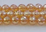 CNC614 15.5 inches 6mm faceted round plated natural white crystal beads