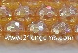 CNC618 15.5 inches 14mm faceted round plated natural white crystal beads