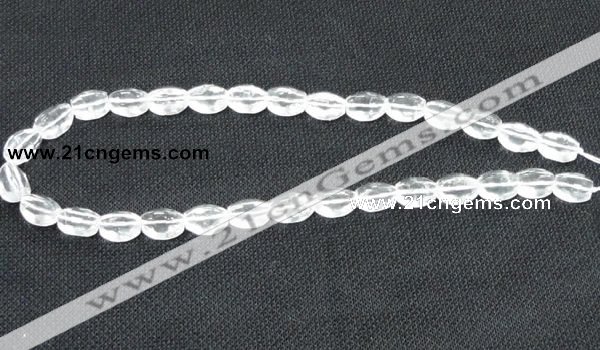 CNC62 15.5 inches 10*14mm faceted rice grade A natural white crystal beads