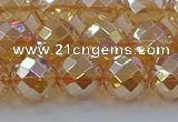 CNC622 15.5 inches 10mm faceted round plated natural white crystal beads