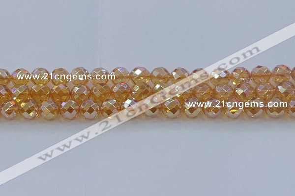 CNC622 15.5 inches 10mm faceted round plated natural white crystal beads