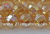 CNC623 15.5 inches 12mm faceted round plated natural white crystal beads