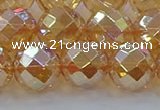 CNC624 15.5 inches 14mm faceted round plated natural white crystal beads