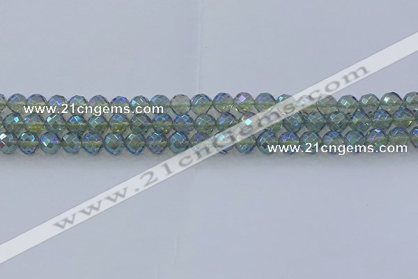 CNC626 15.5 inches 4mm faceted round plated natural white crystal beads