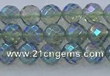 CNC627 15.5 inches 6mm faceted round plated natural white crystal beads