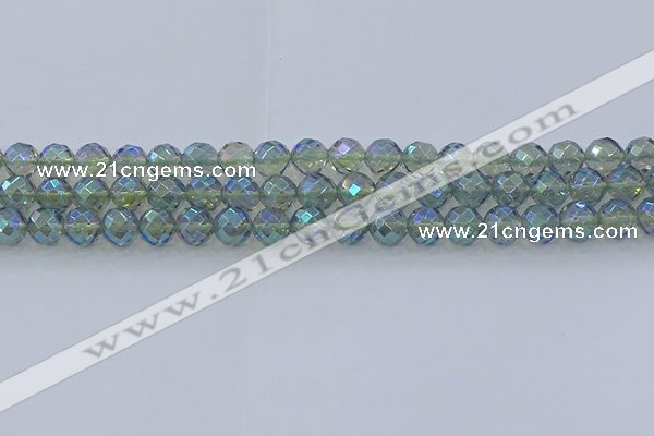CNC628 15.5 inches 8mm faceted round plated natural white crystal beads