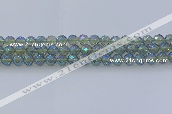 CNC629 15.5 inches 10mm faceted round plated natural white crystal beads