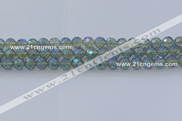 CNC629 15.5 inches 10mm faceted round plated natural white crystal beads