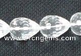 CNC63 15*20mm faceted teardrop grade A natural white crystal beads