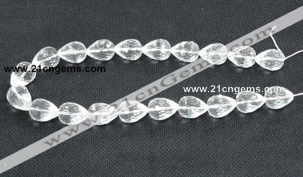 CNC63 15*20mm faceted teardrop grade A natural white crystal beads