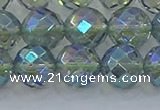 CNC630 15.5 inches 12mm faceted round plated natural white crystal beads