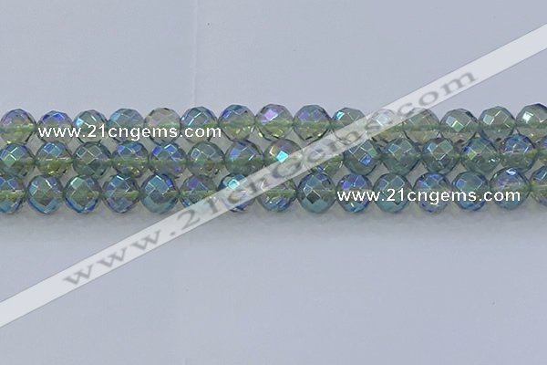 CNC630 15.5 inches 12mm faceted round plated natural white crystal beads