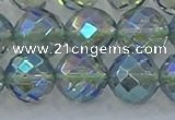 CNC631 15.5 inches 14mm faceted round plated natural white crystal beads