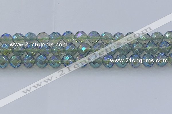 CNC631 15.5 inches 14mm faceted round plated natural white crystal beads