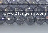 CNC639 15.5 inches 6mm faceted round plated natural white crystal beads