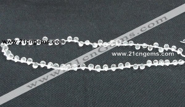 CNC64 5*7mm faceted teardrop grade A natural white crystal beads