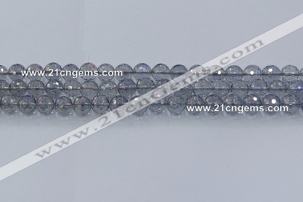 CNC640 15.5 inches 8mm faceted round plated natural white crystal beads