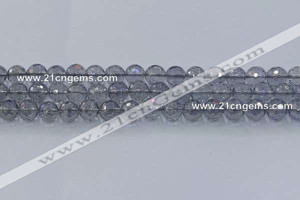 CNC641 15.5 inches 10mm faceted round plated natural white crystal beads