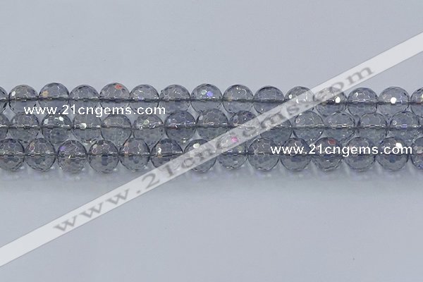 CNC642 15.5 inches 12mm faceted round plated natural white crystal beads