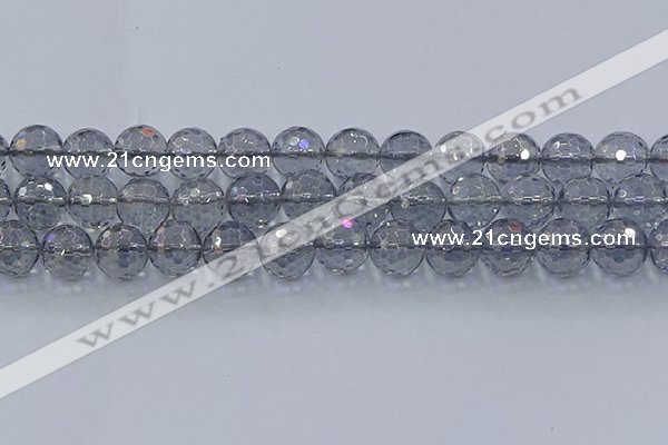 CNC643 15.5 inches 14mm faceted round plated natural white crystal beads