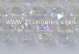 CNC647 15.5 inches 10mm faceted round plated natural white crystal beads
