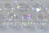 CNC648 15.5 inches 12mm faceted round plated natural white crystal beads