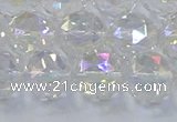 CNC648 15.5 inches 12mm faceted round plated natural white crystal beads